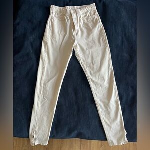 American Apparel Four-Way Stretch Twill High Waist Side Zipper Pant (Creme)